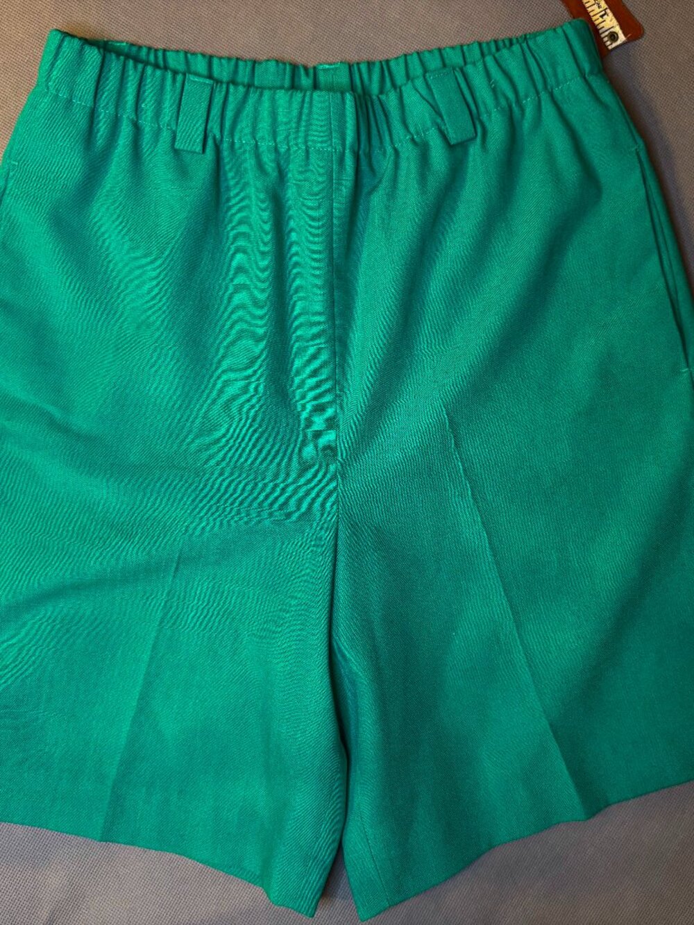 Vintage Emerald Green High-Waist Elastic Pull-On Shorts - Retro Casual